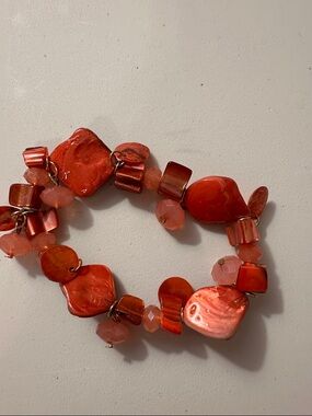 Red Beaded Stretch Bracelet - Women's Fashion Jewelry